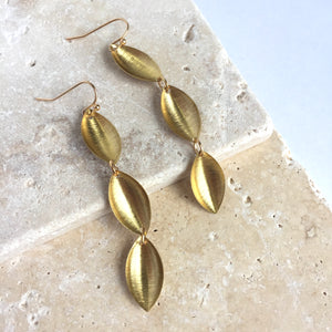 Egyptian style long Brushed Gold Earrings