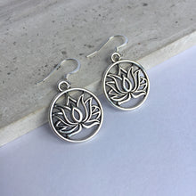 Silver Lotus hoop Earrings