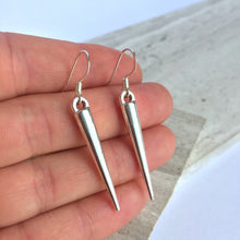 Long Silver Spike Earrings