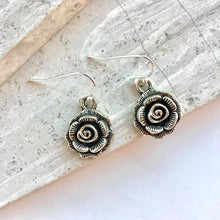 Silver Rose Bud Flower Earrings