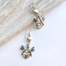 Love Bird Heart Earrings — Silver