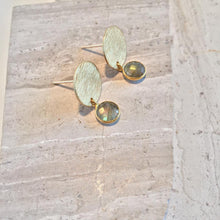 Gold Disk Labradorite Gemstone — Post Earrings