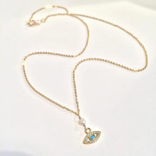 Pearl & Evil Eye Gold Necklace