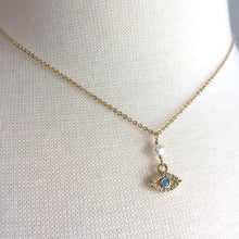 Pearl & Evil Eye Gold Necklace