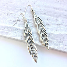 Silver Feather Charm Earrings
