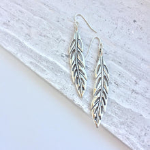 Silver Feather Charm Earrings