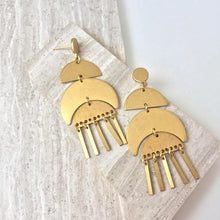 Moon phase brass fringe —post Earrings