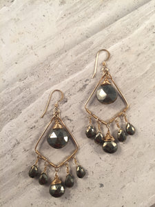 Handmade Pyrite (fool's gold) Chandelier Earrings