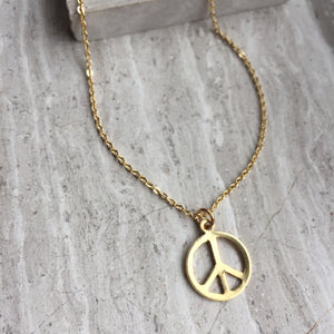 JPeace Designs Gold Peace sign Necklace