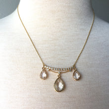 Clear Crystal drop Edwardian lavaliere necklace