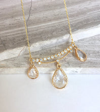 Clear Crystal drop Edwardian lavaliere necklace
