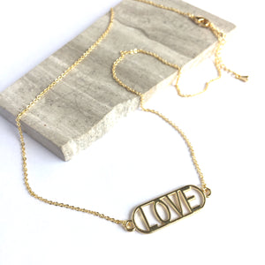 LOVE pendant — Gold Necklace