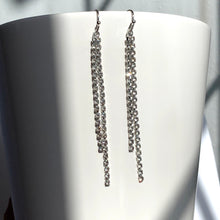 Long Crystal Fringe Silver Earrings, JPeace Designs