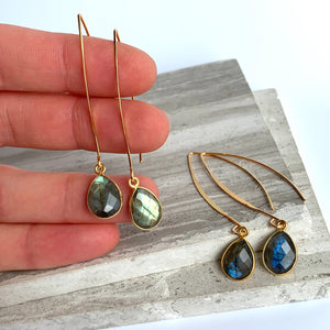Long Hook Labradorite drop earrings, JPeace Designs