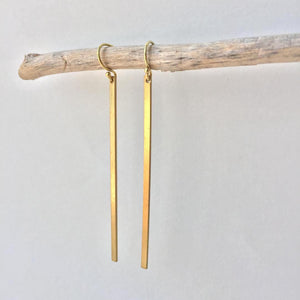 Gold Long brass bar Earrings