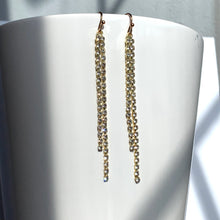 Long Crystal Fringe Gold Earrings, JPeace Designs