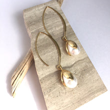 Pearl Tulip drop / Long hook Earrings