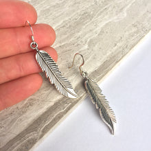 JPeace Designs Long Silver Feather Charm Earrings