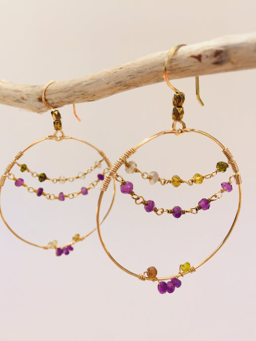 Mardi Gras Hoop Earrings, gold 