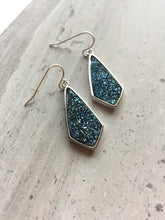 Midnight Blue Druzy Earrings, silver