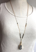 Mix Metals and Pyrite Necklace — Silver Druzy, on mannequin
