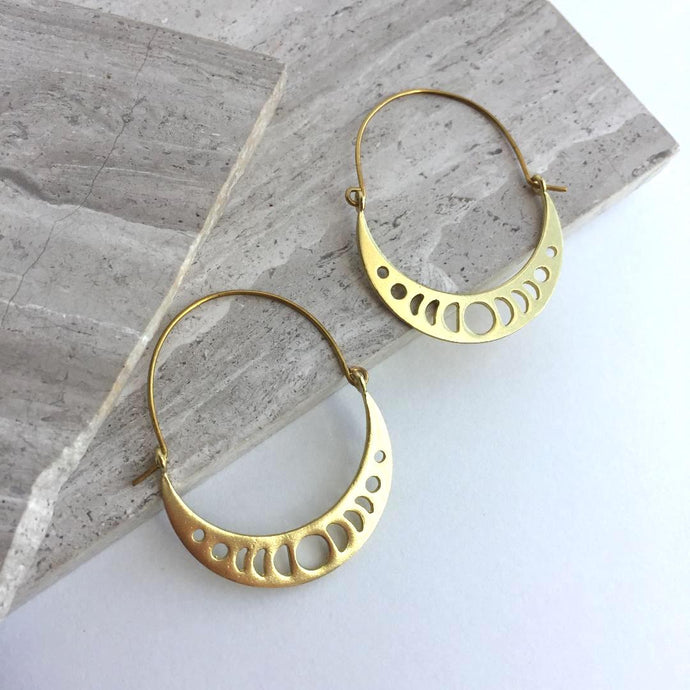 Moon Phase Gold hoops
