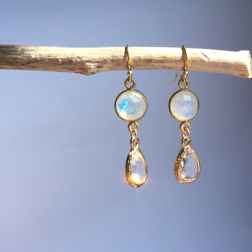 Moonstone Crystal drop Earrings