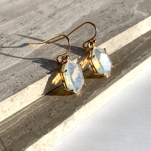 Faceted Opal Diamond glass Earrings, JPeace Designs