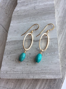 Open Oval Earring — Turquoise