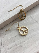 Peace sign earrings, gold