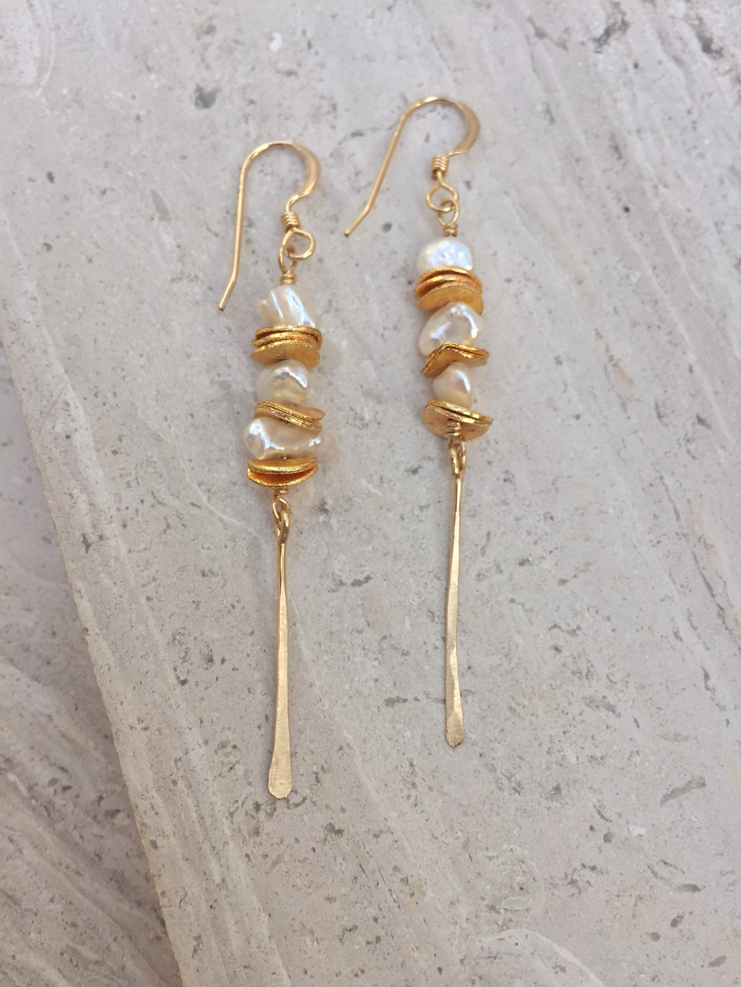 Pearl and Sequin Line Earrings