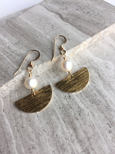 Pearl Sailboat Earrings, gold
