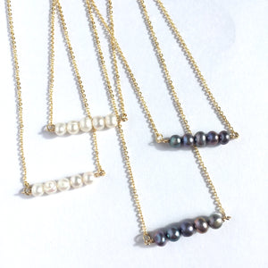 White & Purple Pearl bar & Gold Chain Necklace lot