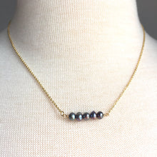 Purple Pearl bar & Gold Chain Necklace