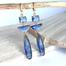 Long Prong set, Blue Glass Earrings