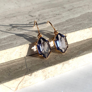 Faceted Amethyst Diamond glass Earrings, JPeace Designs