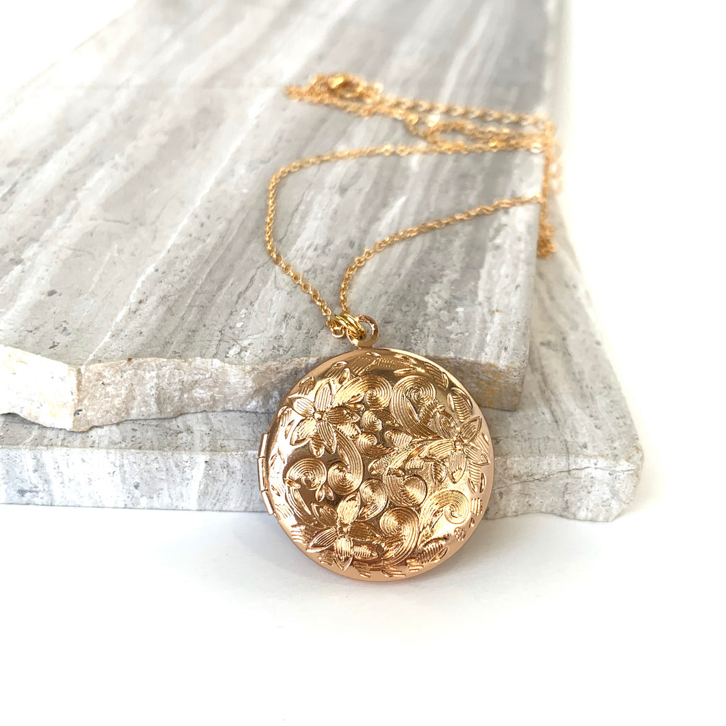 Round Gold Locket Necklace JPeace Designs