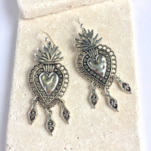 Silver Sacred heart w/ 3 dangles Earrings JPeace Designs