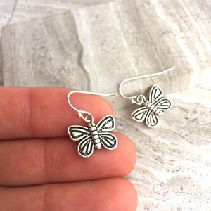 Silver Butterfly Charm Earrings