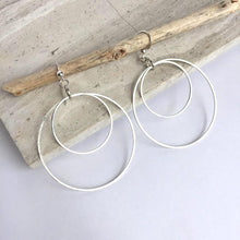 Silver Double Hoop Orbit Earrings