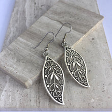 Silver filigree Long Leaf Earrings