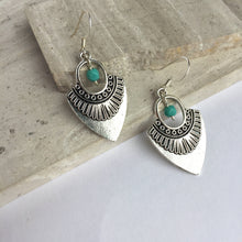 Thai Silver triangle w/ Turquoise bead Earrings