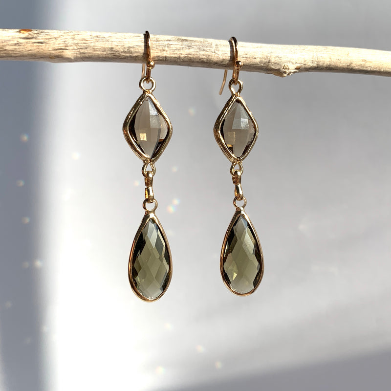 Smokey Glass Double Drop Earrings – JPeace Designs