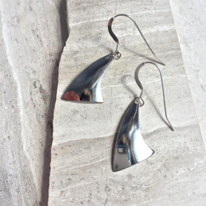 Silver Mirror Sail boat Earrings