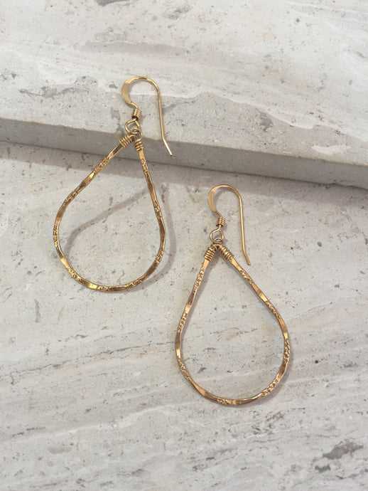 Droplet Hoop earrings— Gold Shiny Texture