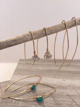 Threader Earrings — 3 pair. Turquoise, Herkimer diamond, wire