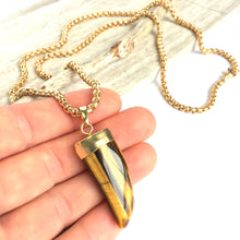 JPeace Designs Tigers eye claw Pendant Thick Gold Chain Necklace