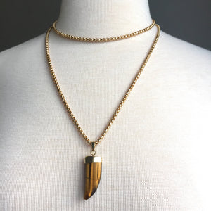 JPeace Designs Tigers eye claw Pendant Thick Gold Chain Necklace & Thick Gold Chain Choker Necklace