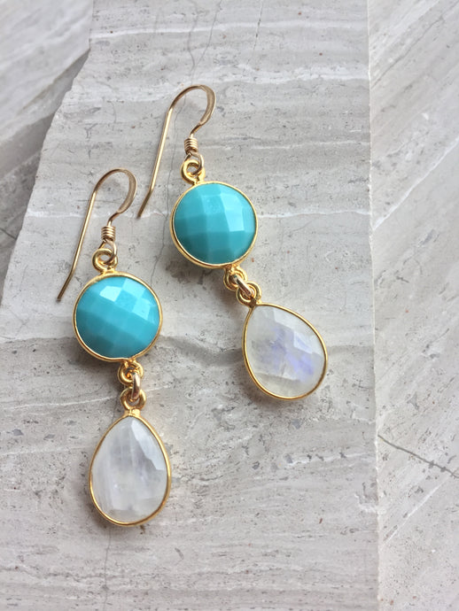 Turquoise Moonstone Earrings