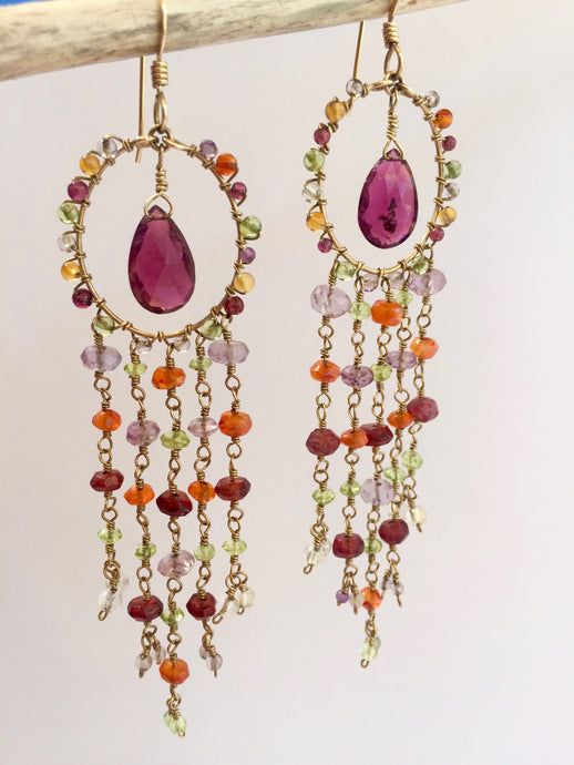 Waterfall Earrings, gold hanging